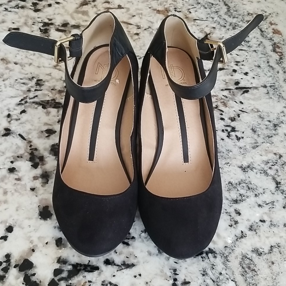 Black wedge heels. Practically new